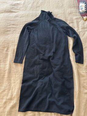 Classic Black Turtleneck Midi Dress - Elegant Everyday Knit